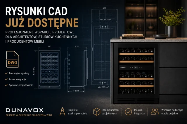 Rysunki CAD dostępne dla coraz większej liczby chłodziarek do wina Dunavox
